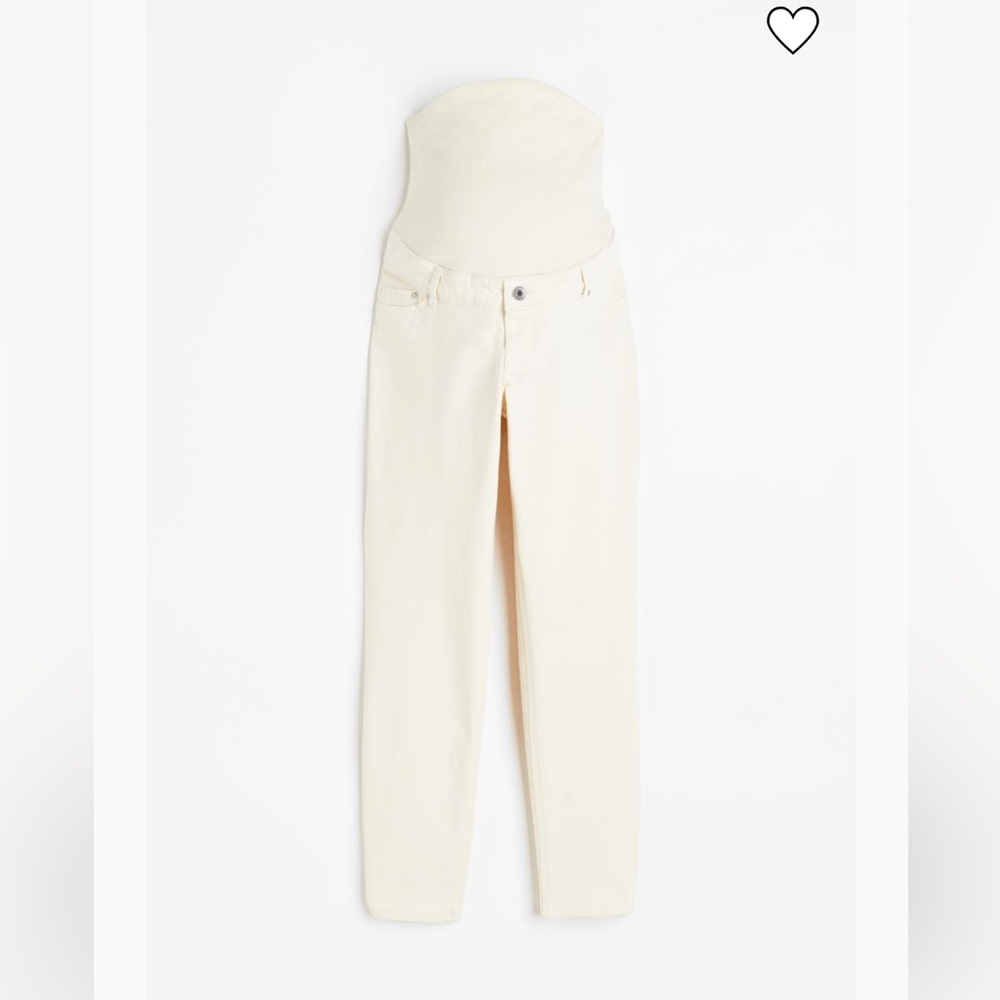H&M MAMA maternity slim straight ankle jean, cream ecru. Size Small